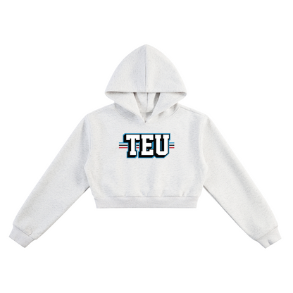 Tight End University Wordmark Upload Wordmark Upload Women's Cropped Hoodie - Flower Gray