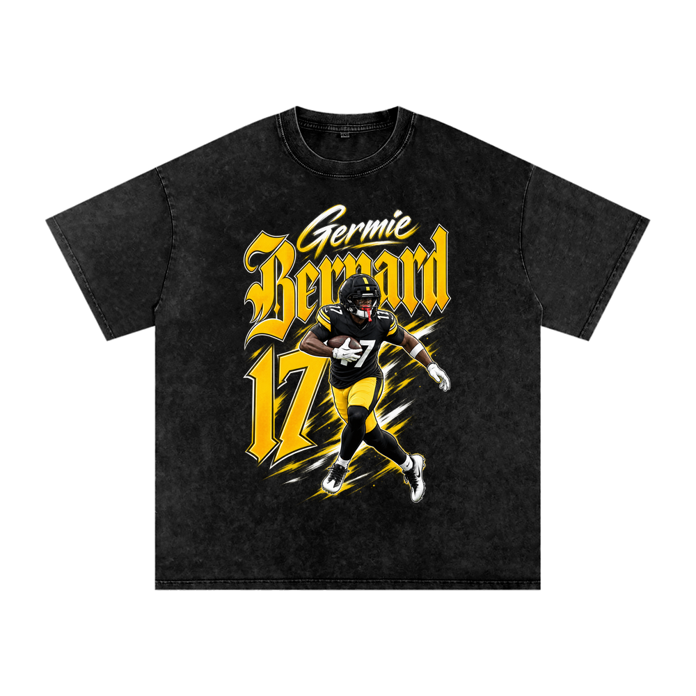 Snow Washed Oversized Cotton T-Shirt - Black