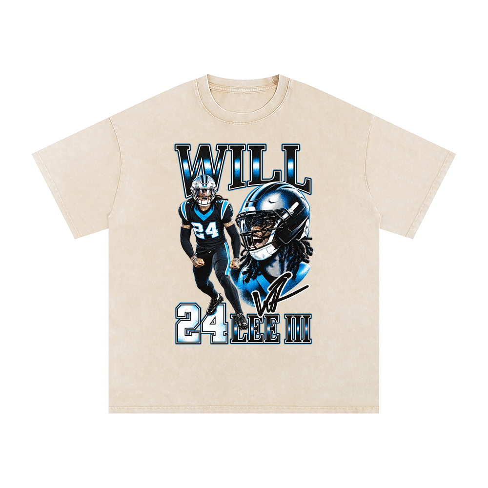 Snow Washed Oversized Cotton T-Shirt - Apricot