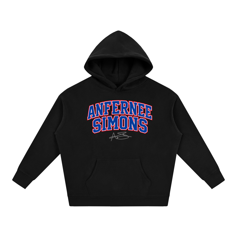 Anfernee Simons Varsity Wordmark Oversized Hoodie - Black
