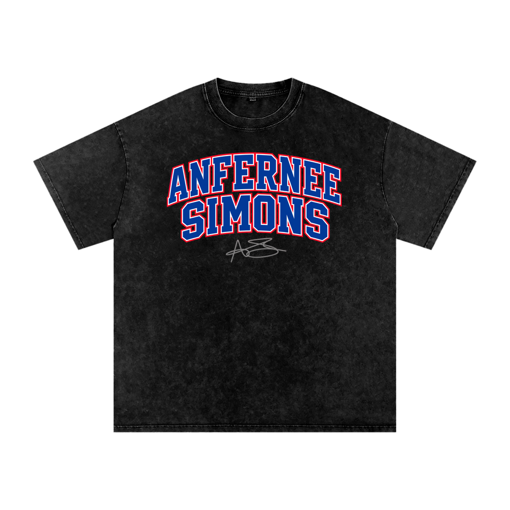 Snow Washed Oversized Cotton T-Shirt - Black