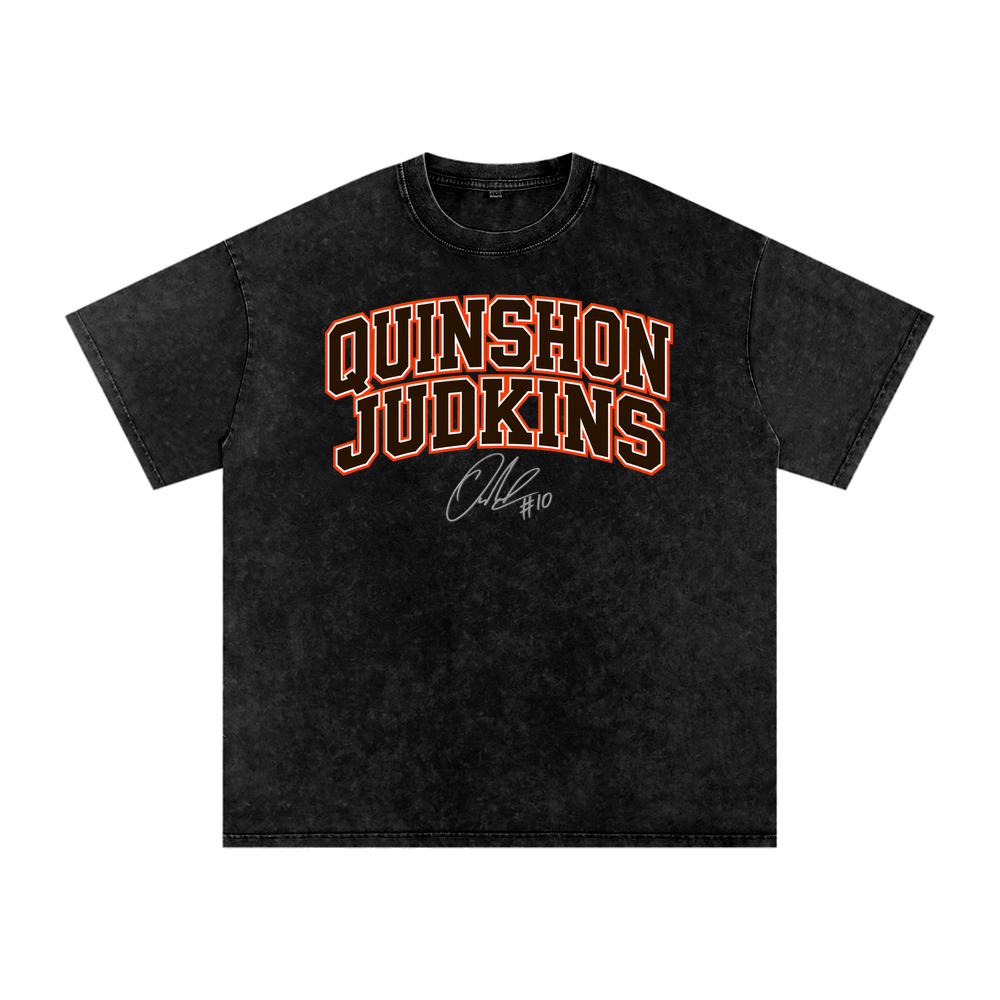 Snow Washed Oversized Cotton T-Shirt - Black
