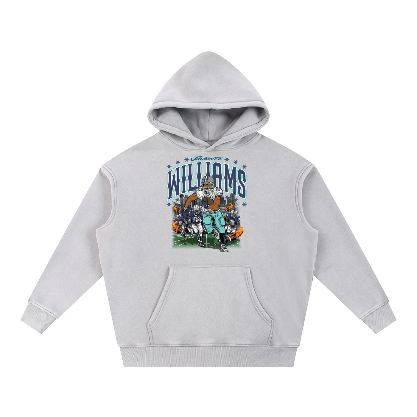 Javonte Williams Illustration Oversized Washed Hoodie