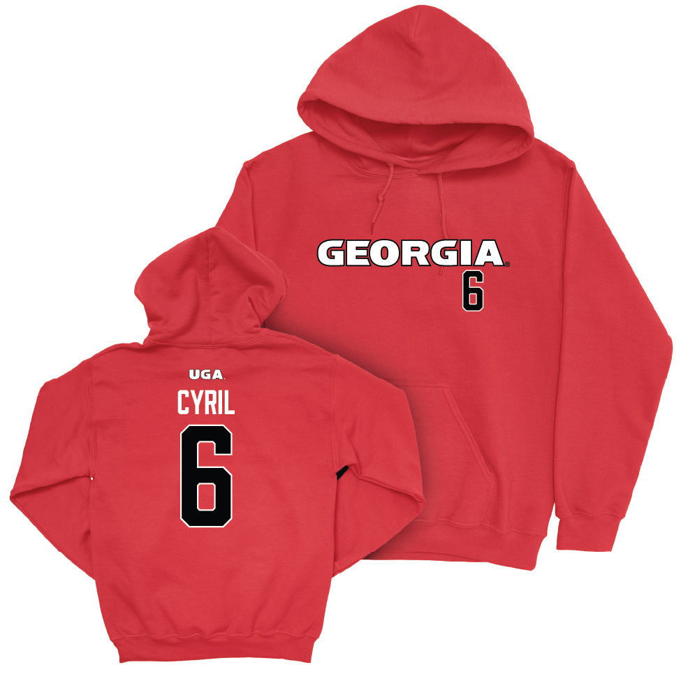 Georgia Men's Basketball Red Sideline Hoodie - Somtochukwu Cyril