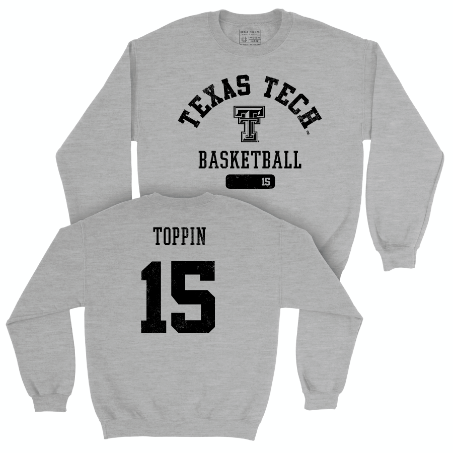 Texas Tech Men's Basketball Sport Grey Varsity Crew - JT Toppin