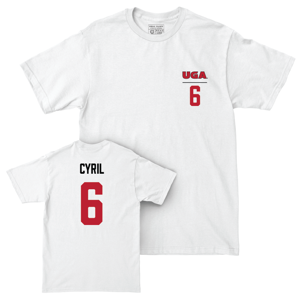 Georgia Men's Basketball White Logo Comfort Colors Tee - Somtochukwu Cyril