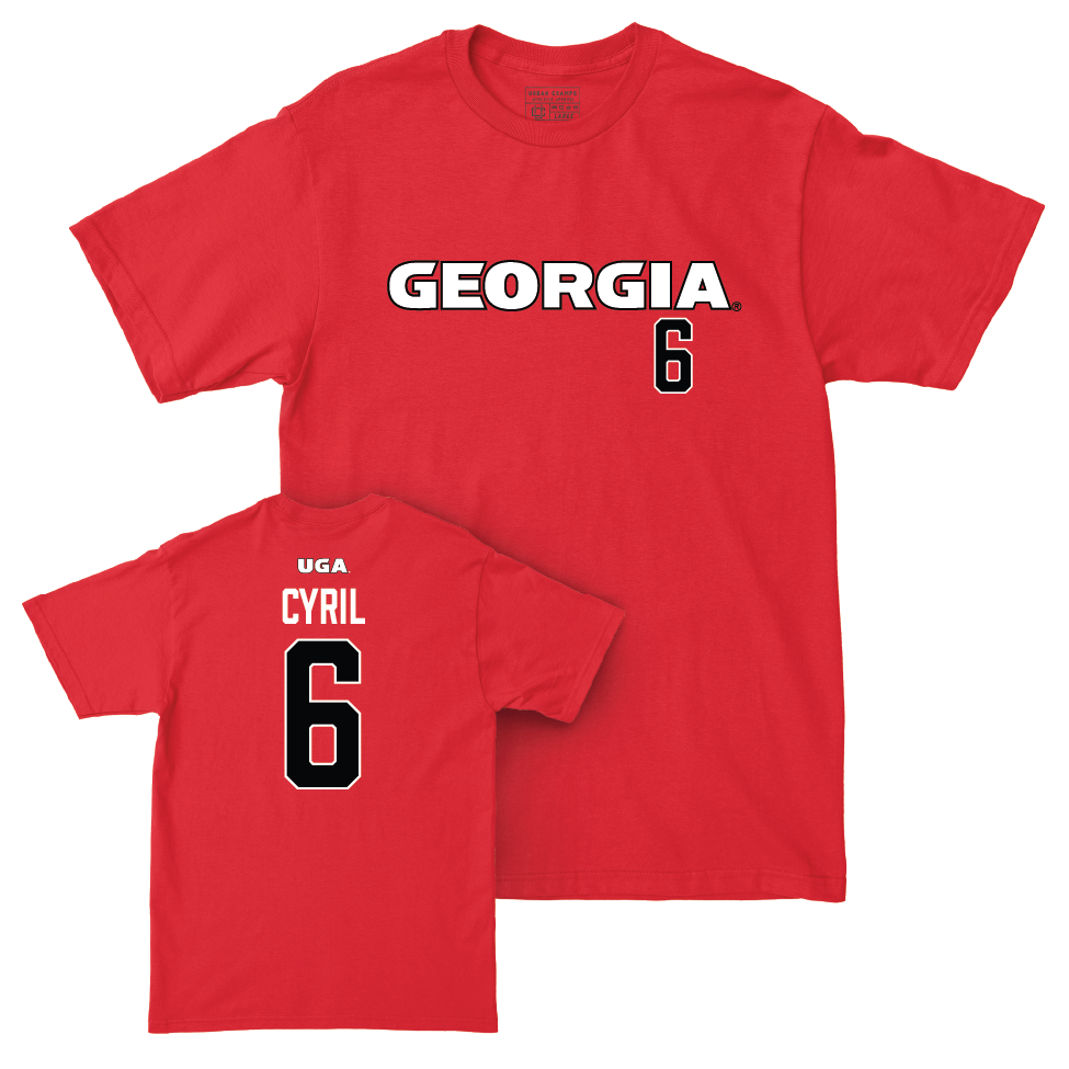 Georgia Men's Basketball Red Sideline Tee - Somtochukwu Cyril