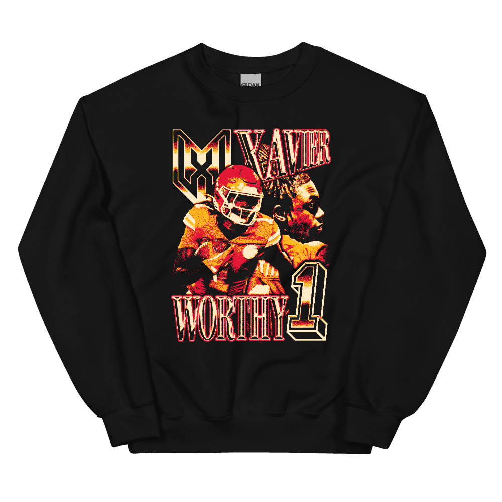 Xavier Worthy Vintage Vintage Sweatshirt Black by Xavier Worthy