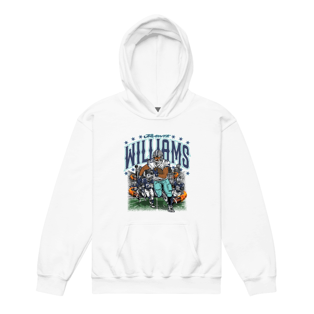 Javonte Williams Illustration Youth Hoodie White