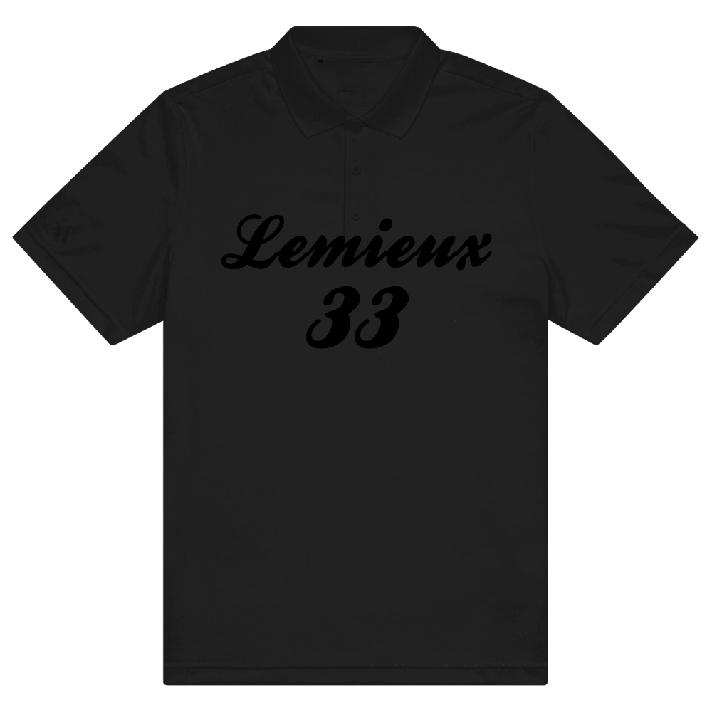 Lemieux 33 Script Name & Number Core Sport Polo Shirt Grey