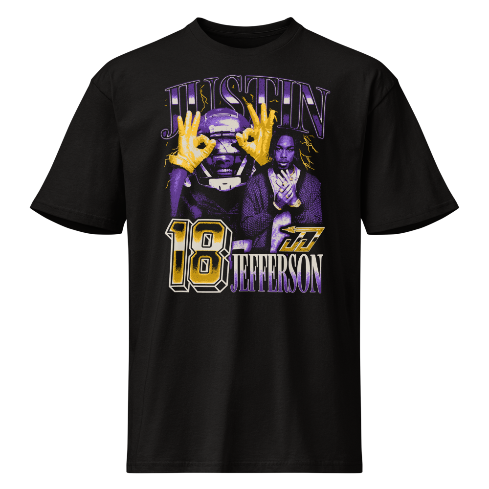 Justin Jefferson Vintage Vintage T-shirt Black by Athlete Market