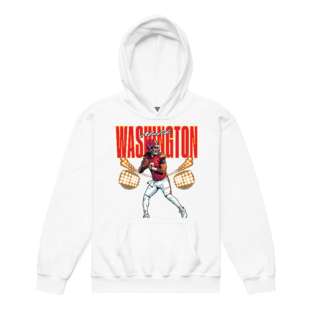 Malik Washington Illustration Youth Hoodie White