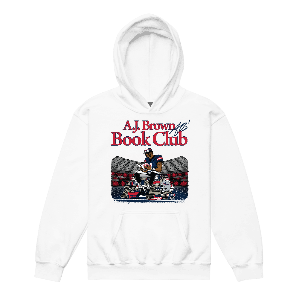AJ Brown Illustration Youth Hoodie White