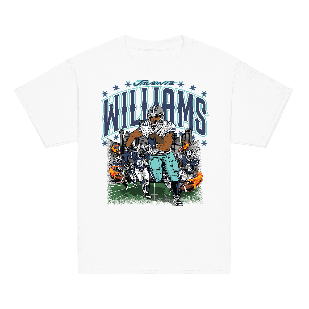 Javonte Williams Illustration Youth T-shirt White