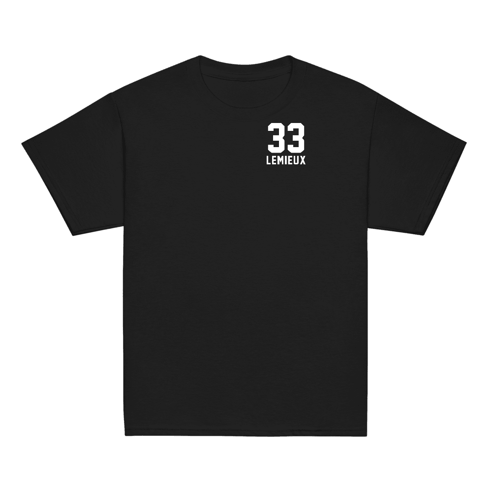 Lemieux 33 Varsity Name & Number Youth T-shirt Black