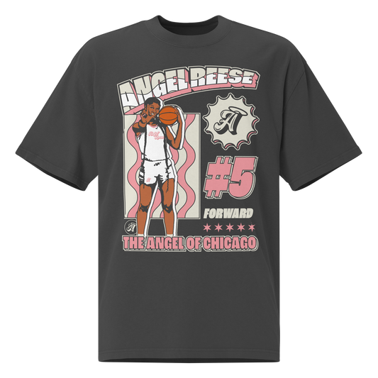 Angel Reese "Angel in Chicago" Oversized T-shirt Faded Black