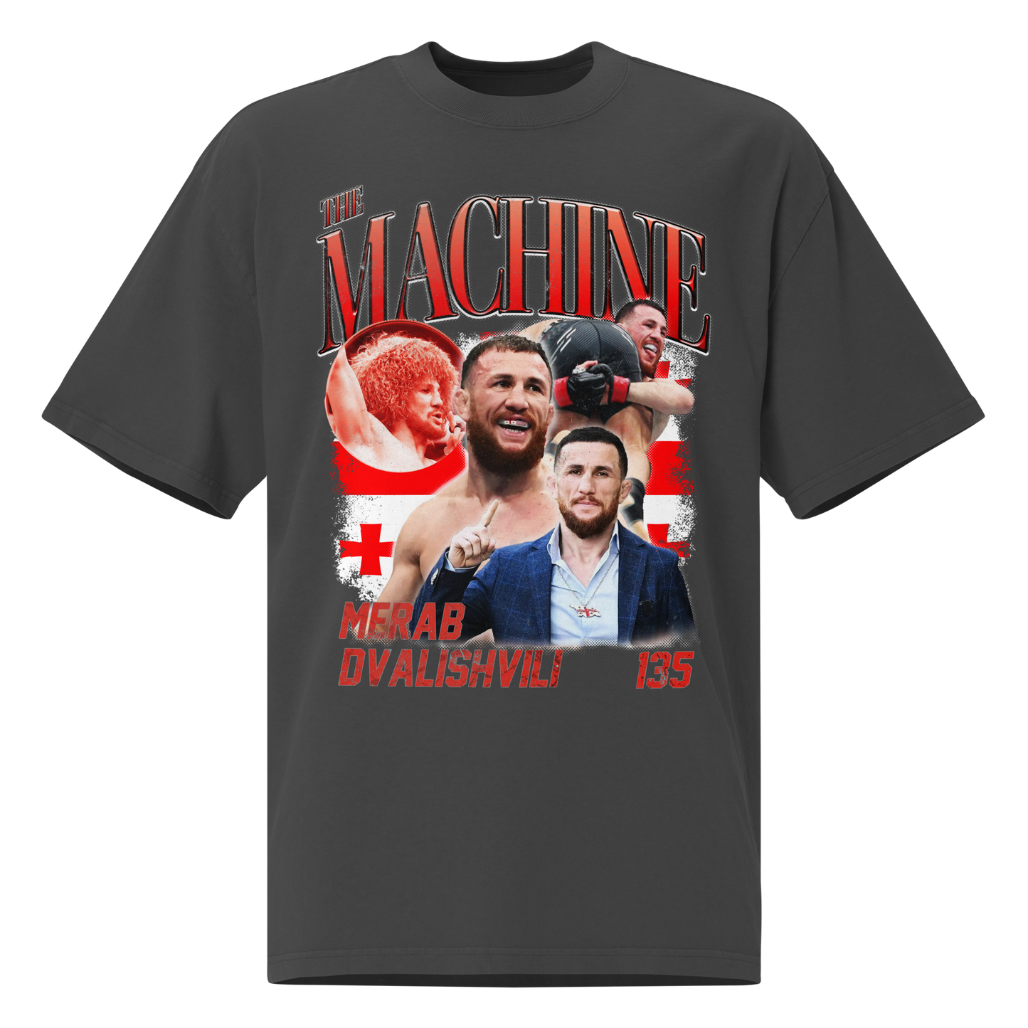 Merab Dvalishvili "Collage" Oversized T-shirt Faded Black