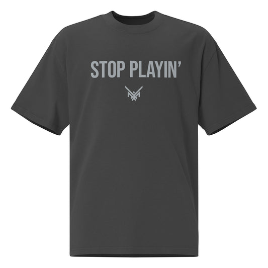 Maxx Crosby "Stop Playin" Oversized T-shirt Faded Black