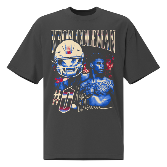 Keon Coleman "Vintage" Oversized T-shirt Faded Black