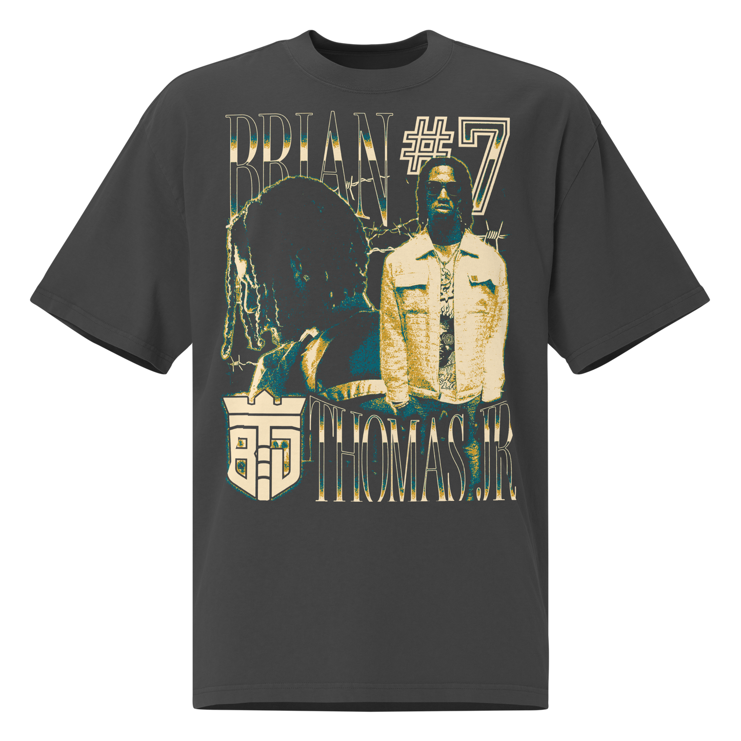 Brian Thomas Jr. “Vintage” Oversized T-shirt Faded Black