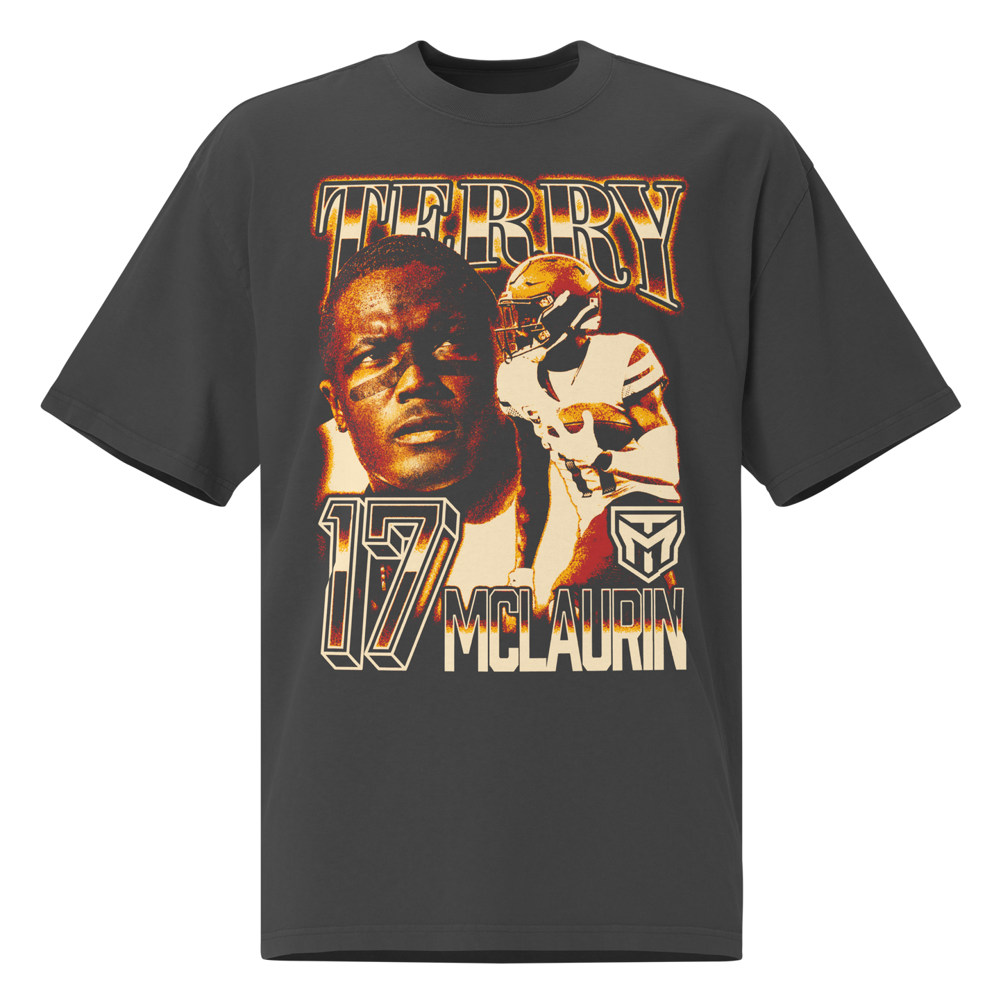 Terry McLaurin "Vintage" Oversized T-shirt Faded Black