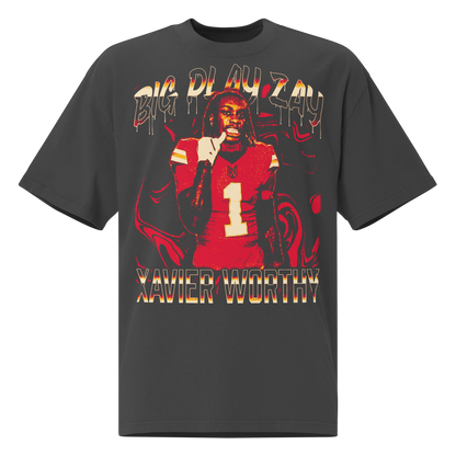 Xavier Worthy “Big Play Zay” Oversized T-shirt Faded Black