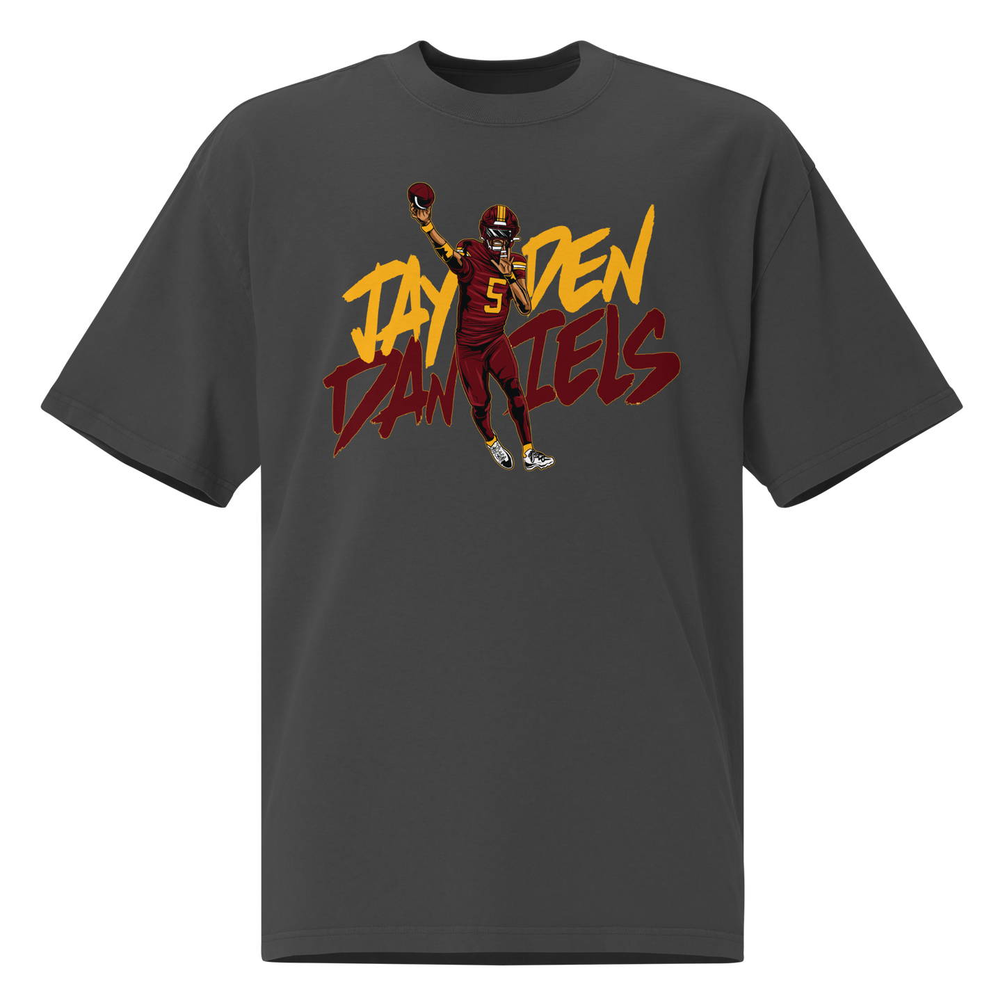 Jayden Daniels "Illustration" Oversized T-Shirt Faded Black