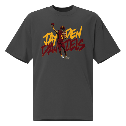 Jayden Daniels "Illustration" Oversized T-Shirt Faded Black