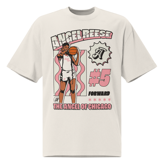 Angel Reese "Angel in Chicago" Oversized T-shirt Faded White