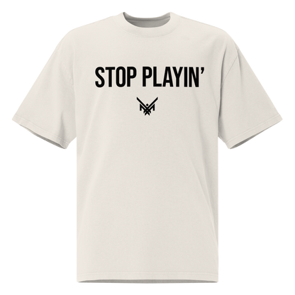 Maxx Crosby "Stop Playin" Oversized T-shirt Faded White
