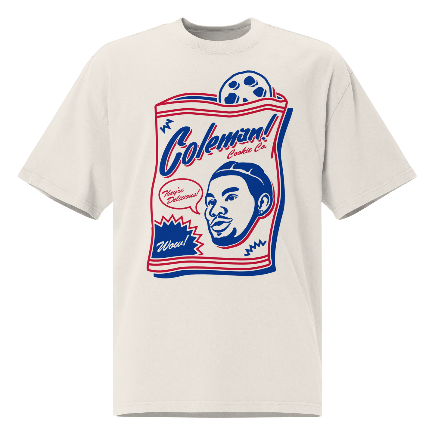 Keon Coleman "Cookie Co" Oversized T-shirt Faded White