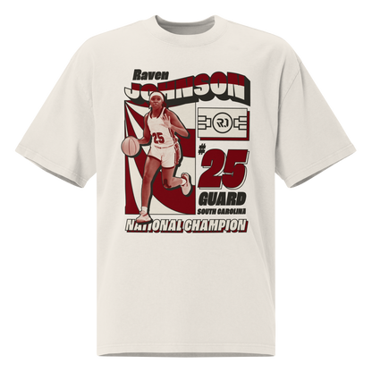 Raven Johnson "National Champion" Oversized Shirt Faded White