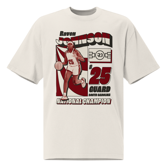 Raven Johnson "National Champion" Oversized Shirt Faded White