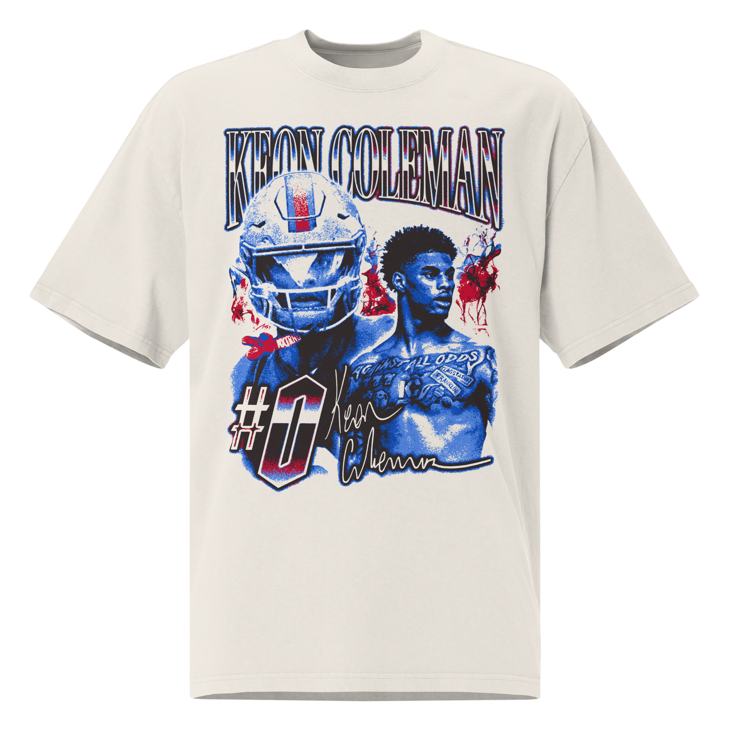 Keon Coleman "Vintage" Oversized T-shirt Faded White