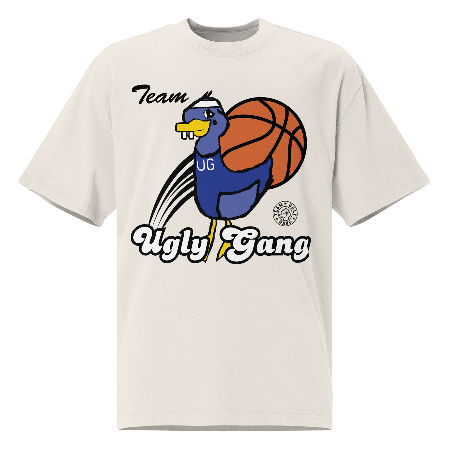 Team Ugly Gang “Heavily Contested” Oversized T-shirt Faded White