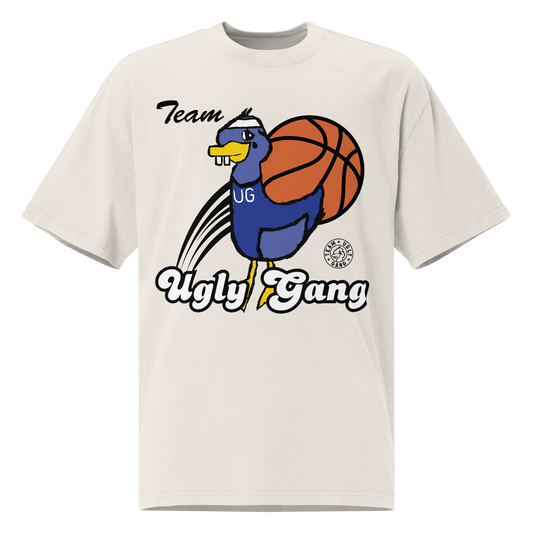 Team Ugly Gang “Heavily Contested” Oversized T-shirt Faded White