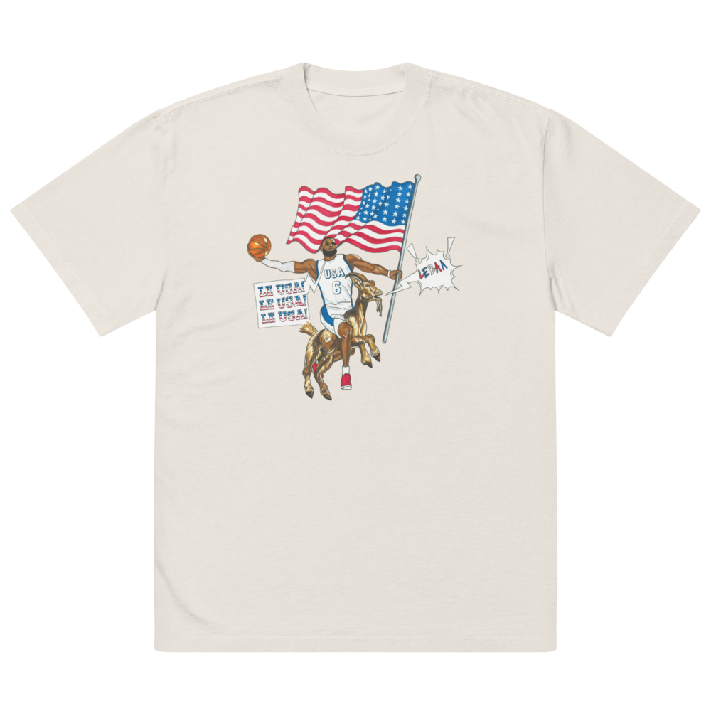 Jones Bros "Le USA" Oversized T-Shirt Faded White