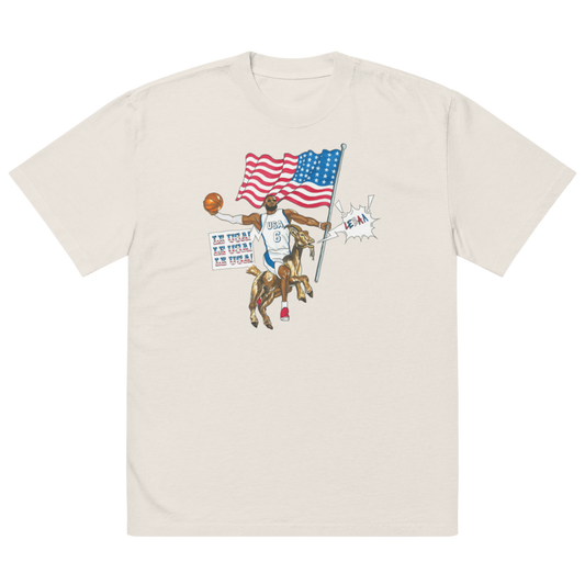 Jones Bros "Le USA" Oversized T-Shirt Faded White