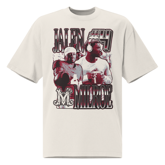 Jalen Milroe "Vintage" Oversized T-shirt Faded White