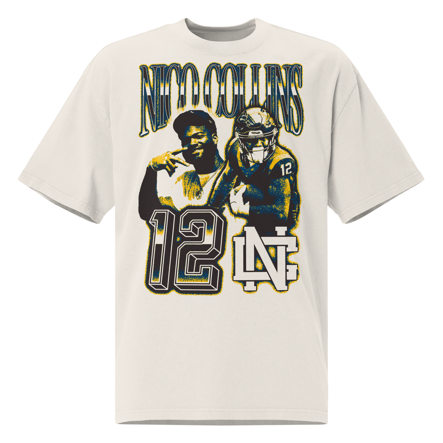 Nico Collins “Vintage” Oversized T-shirt Faded White