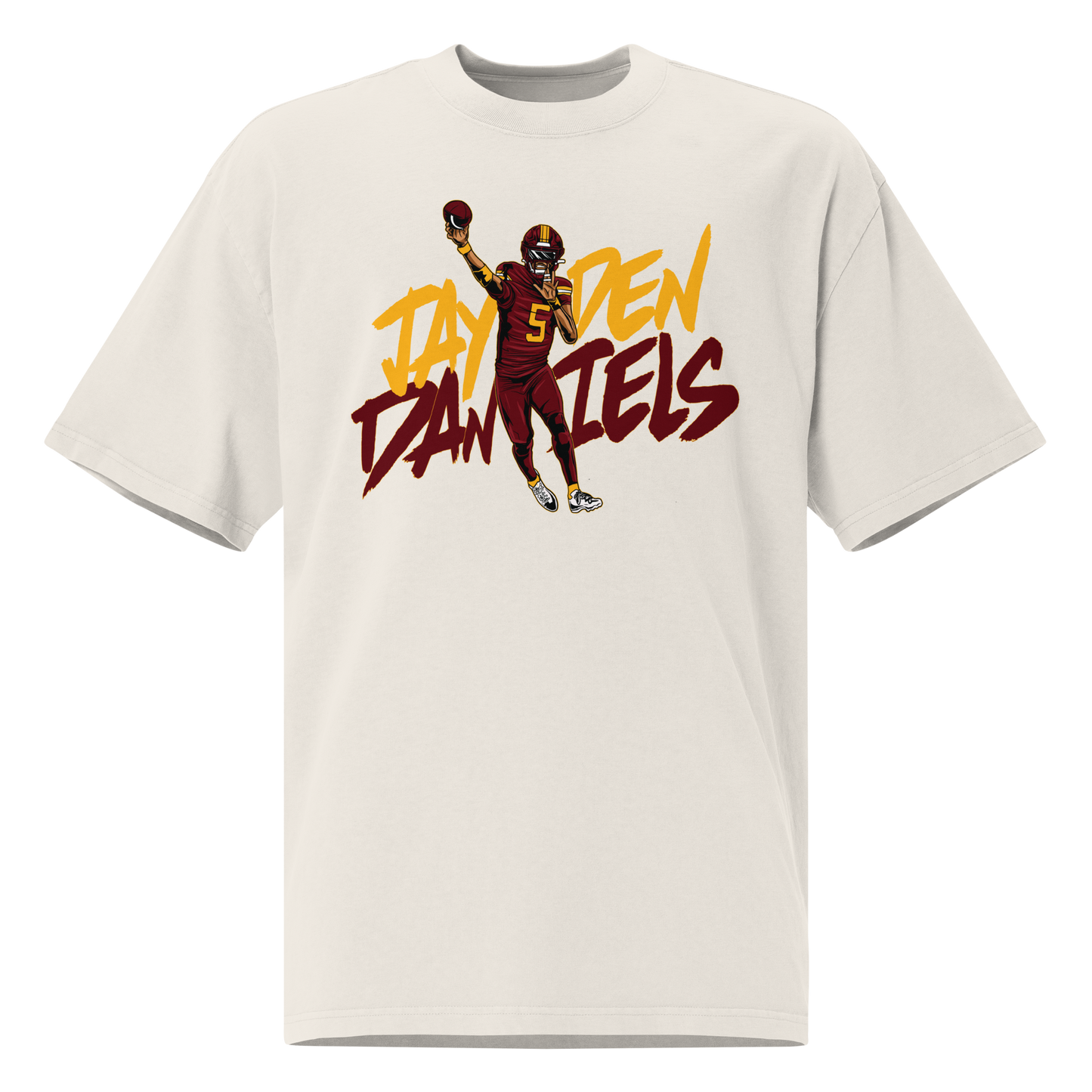 Jayden Daniels "Illustration" Oversized T-Shirt Faded White