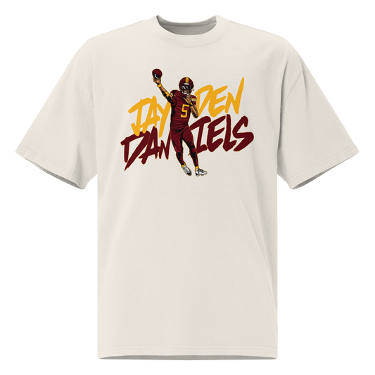 Jayden Daniels "Illustration" Oversized T-Shirt Faded White