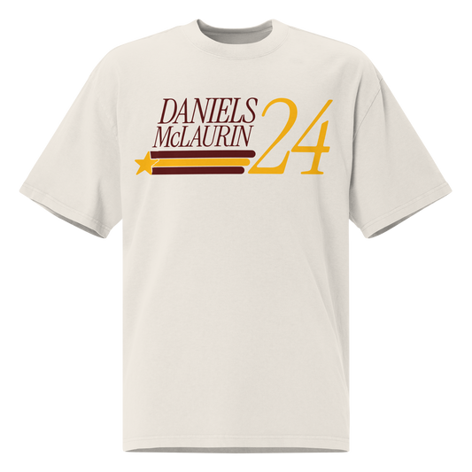 Jayden Daniels "McLaurin Daniels 24" Oversized T-shirt Faded White