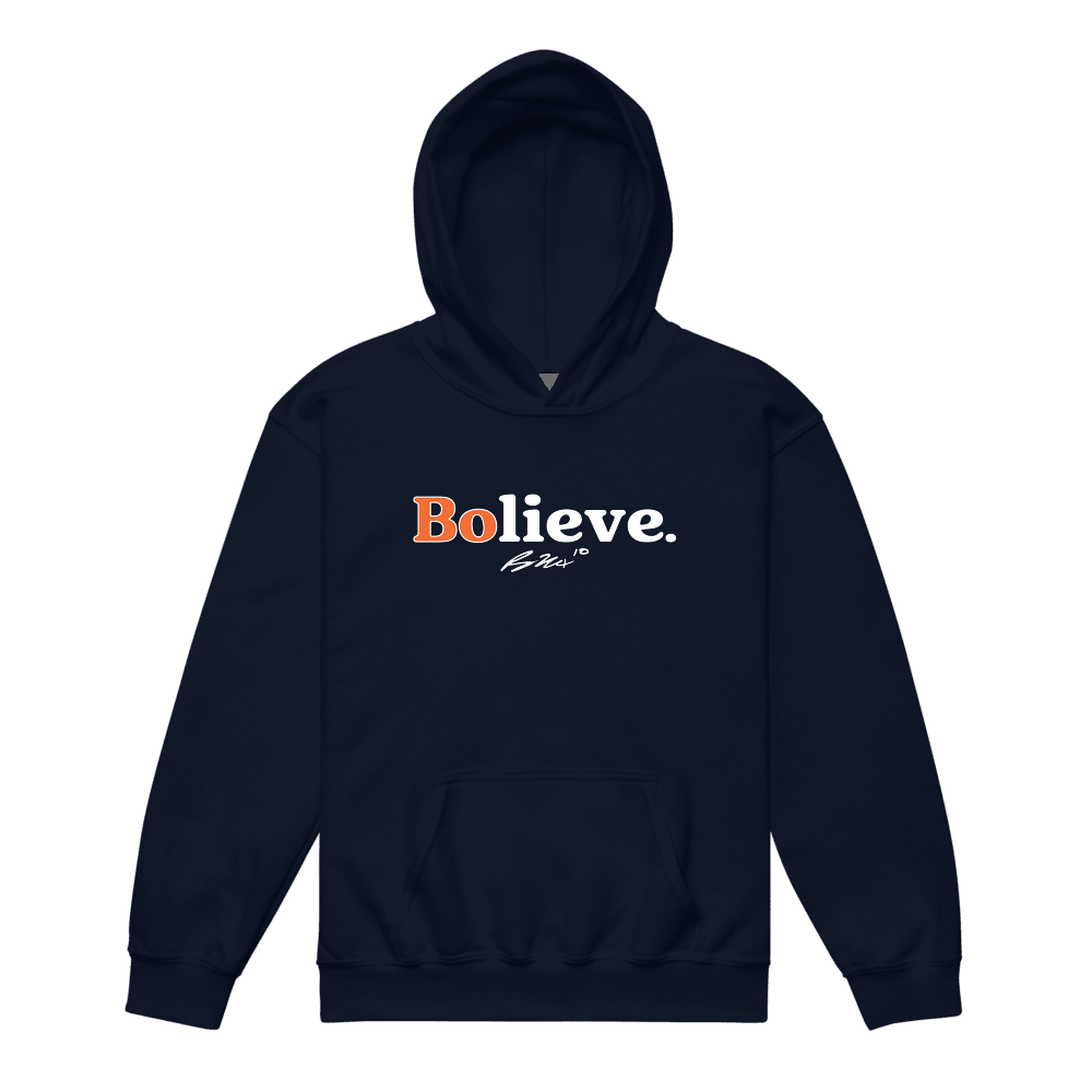 Bo Nix Bolieve Youth Hoodie Navy