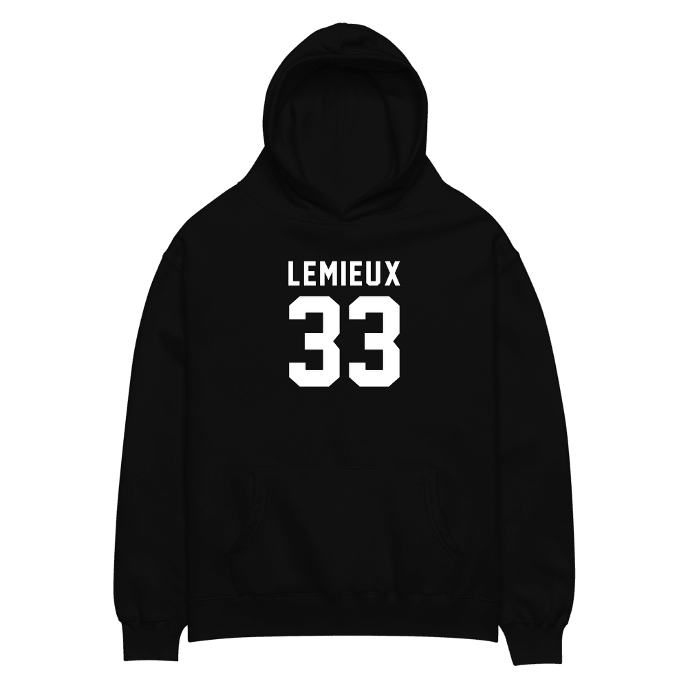 Lemieux 33 Varsity Name & Number Hoodie Black
