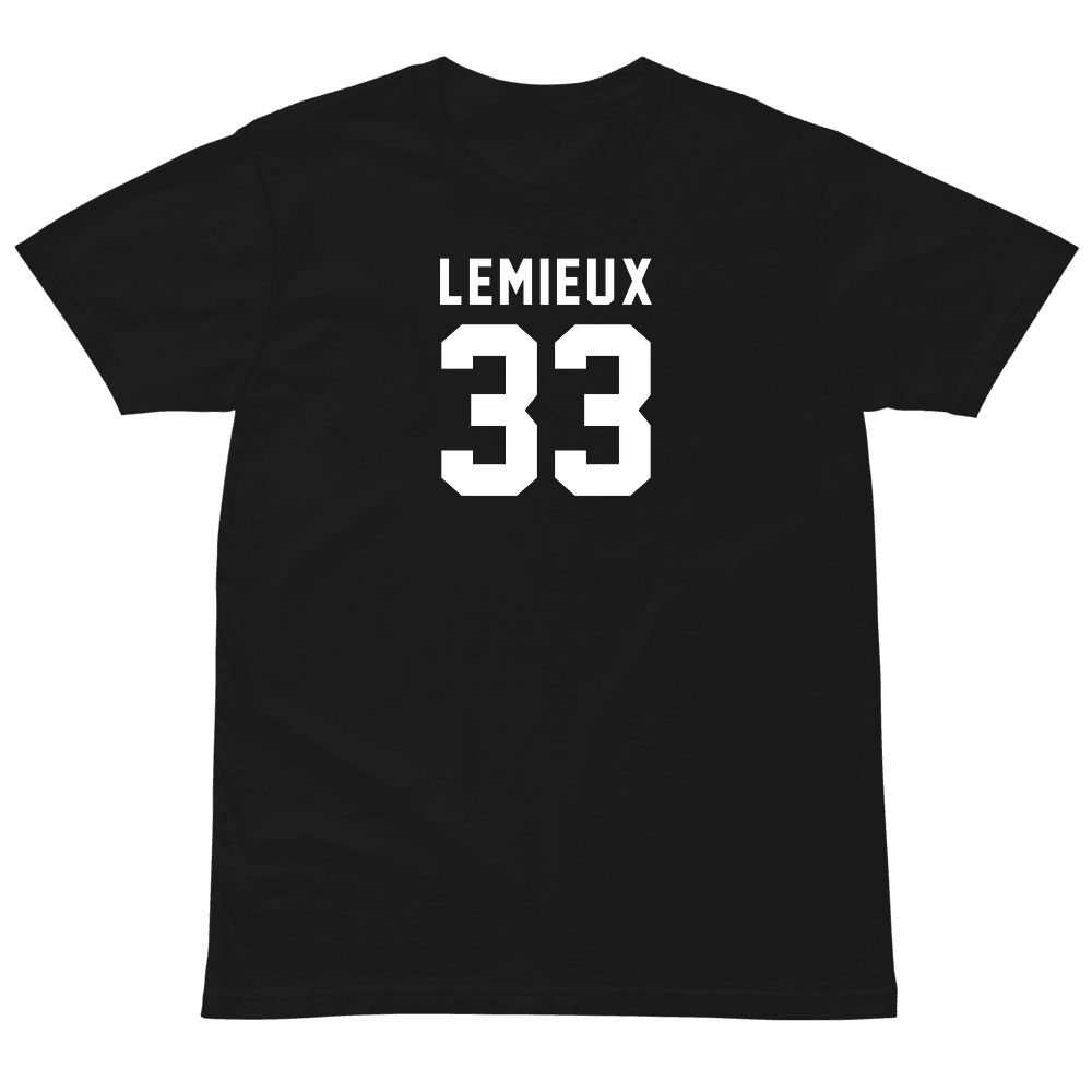 Lemieux 33 Varsity Name & Number T-shirt Black