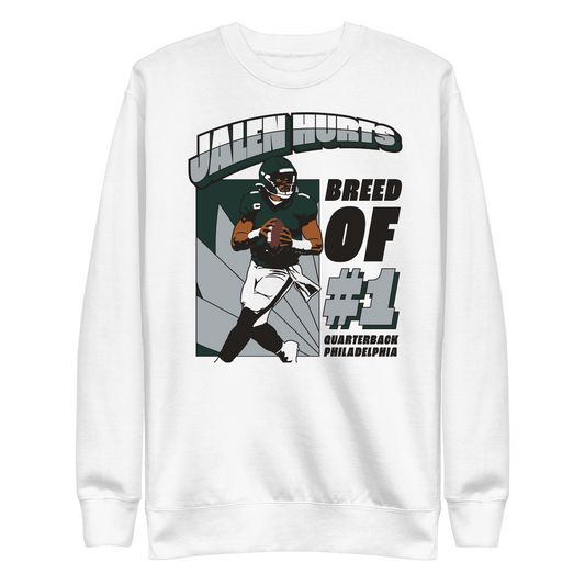 Jalen Hurts Retro Breed of 1 Sweatshirt White