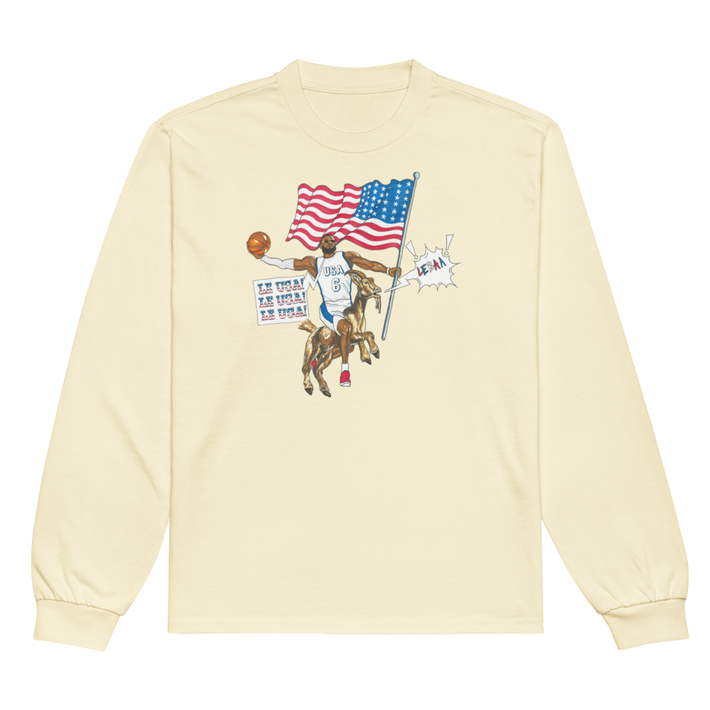 Jones Bros "Le USA" Long Sleeve Faded White