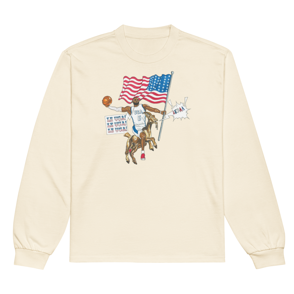 Jones Bros "Le USA" Long Sleeve Faded White