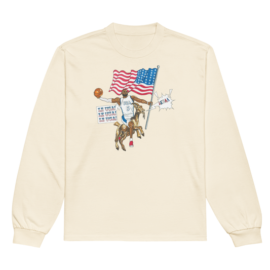 Jones Bros "Le USA" Long Sleeve Faded White